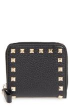 Women's Valentino 'rockstud' Calfskin Leather Zip Around Wallet -