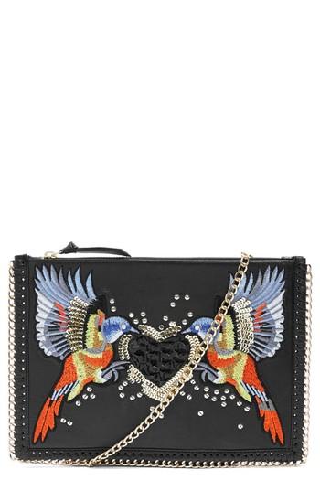 Topshop Embellished Leather Shoulder Bag - Black