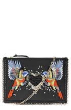 Topshop Embellished Leather Shoulder Bag - Black