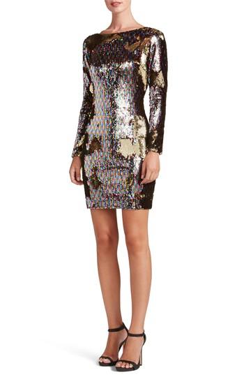 Women's Dress The Population Lola Ombre Sequin Body-con Dress - Metallic