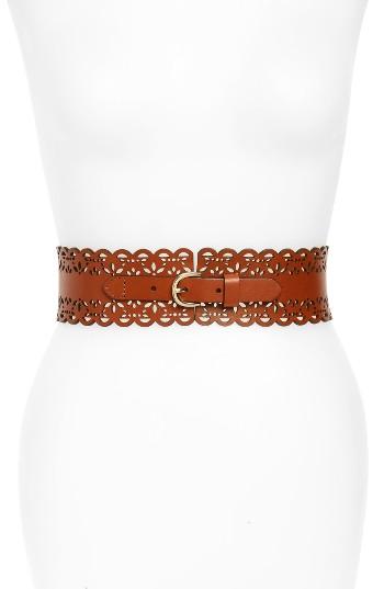 Women's Hinge Scallop Laser Cut Leather Belt