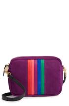 Clare V. Midi Sac Rainbow Stripe Corduroy Crossbody Bag - Purple