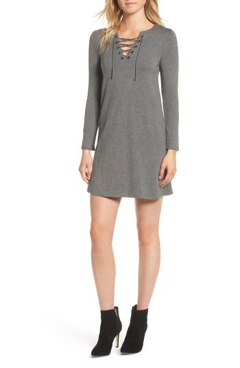 Women's Cupcakes And Cashmere Celerina Lace-up Minidress - Grey