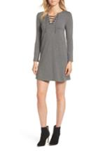 Women's Cupcakes And Cashmere Celerina Lace-up Minidress - Grey