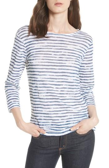 Women's Majestic Filatures Stripe Three Quarter Sleeve Tee - White