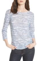 Women's Majestic Filatures Stripe Three Quarter Sleeve Tee - White