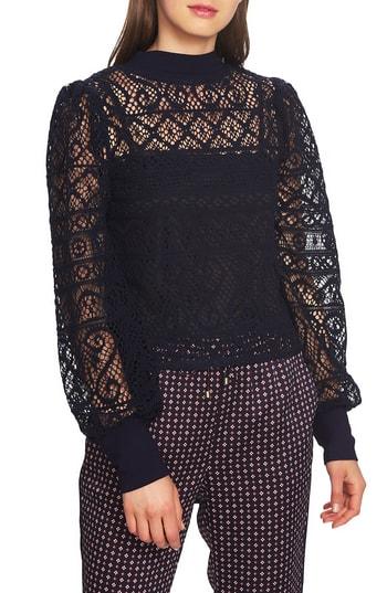 Women's 1.state Lace Detail Crop Top - Blue