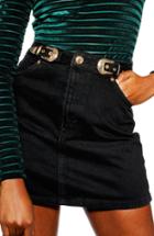 Women's Topshop Buckle Denim Skirt Us (fits Like 0) - Black