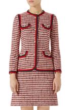 Women's Gucci Stripe Tweed Jacket Us / 40 It - Red