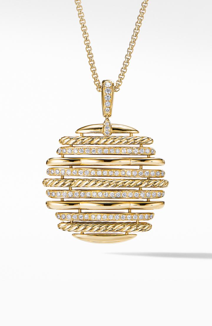 Women's David Yurman Tides Pendant Necklace In 18k Yellow Gold With Diamonds