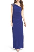 Women's Vince Camuto Embellished Jersey One-shoulder Gown