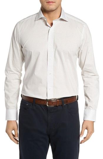 Men's Peter Millar Collection Desert Dot Print Sport Shirt - Brown