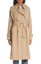 Women's Tu Es Mon Tresor Imitation Pearl Embellished Trench Coat - Beige
