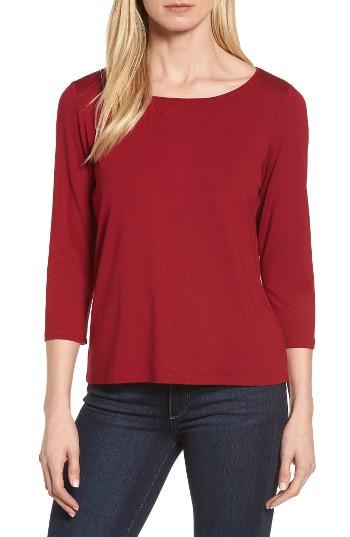 Women's Eileen Fisher Ballet Neck Tee, Size - Red
