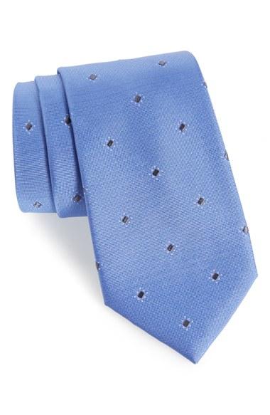 Men's Calibrate Six Point Medallion Silk Tie, Size - Blue