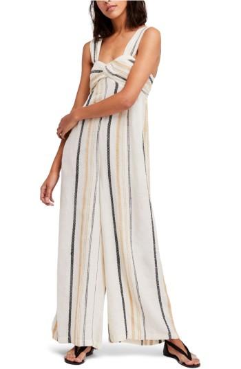 Women's Free People Breezin' Through Stripe Jumpsuit - Ivory
