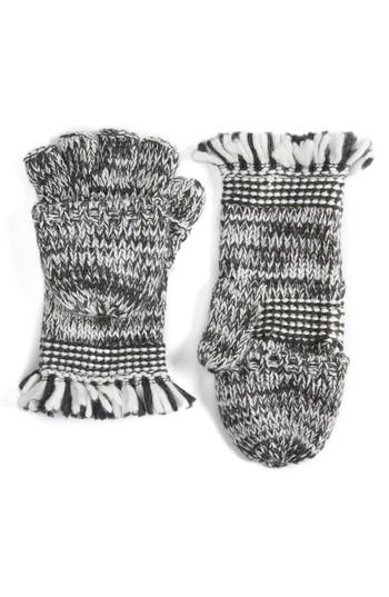 Women's Rebecca Minkoff Mouline Fringe Convertible Knit Mittens, Size - Black