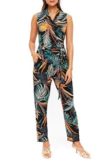 Women's Wallis Palm Print Jumpsuit Us / 12 Uk - Black