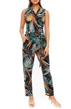 Women's Wallis Palm Print Jumpsuit Us / 12 Uk - Black