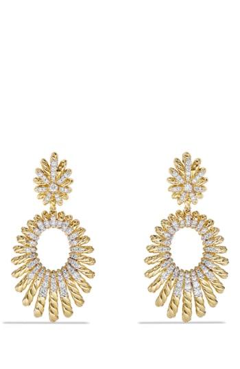 Women's David Yurman 'tempo' Double Drop Earrings With Diamonds In 18k Gold