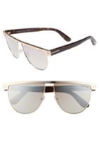 Women's Tom Ford Stephanie 60mm Mirrored Sunglasses - Rose Gold/ Havana/ Silver