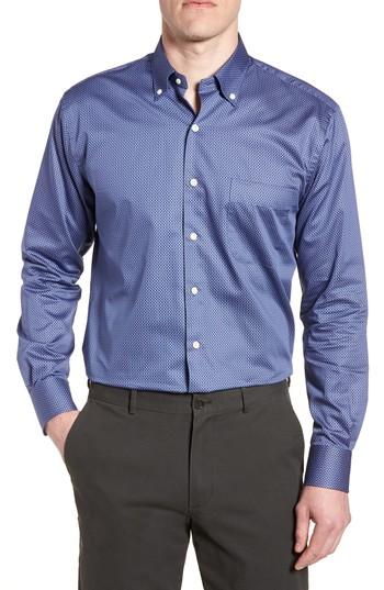 Men's Peter Millar Dark Roast Print Sport Shirt - Blue