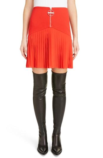 Women's Givenchy Front Zip Pleated Miniskirt Us / 36 Fr - Red