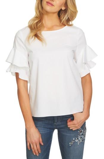Women's Cece Ruffle Sleeve Poplin Top - White
