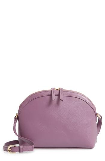 Nordstrom Isobel Half Moon Leather Crossbody Bag - Purple