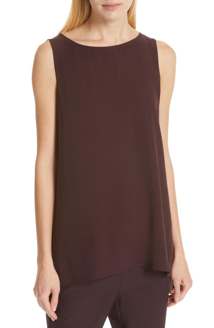 Women's Eileen Fisher Long Silk Shell, Size - Purple