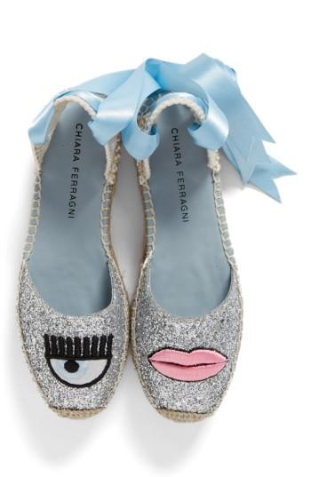 Women's Chiara Ferragni Flirting Lips Espadrille Sandal Us / 40eu - Metallic
