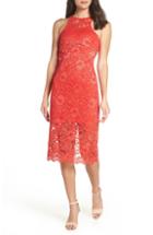 Women's Nsr Erin Lace Midi Sheath Dress - Red