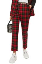 Women's Topshop Leopard Trim Tartan Trousers