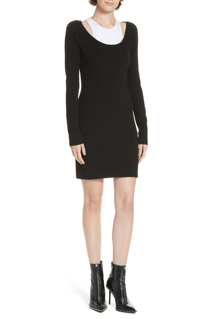 Women's T By Alexander Wang Layered Body-con Dress - Black