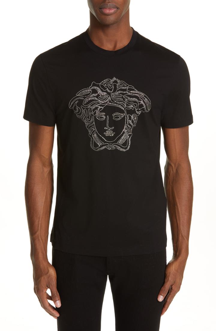 Men's Versace Beaded Medusa T-shirt - Black