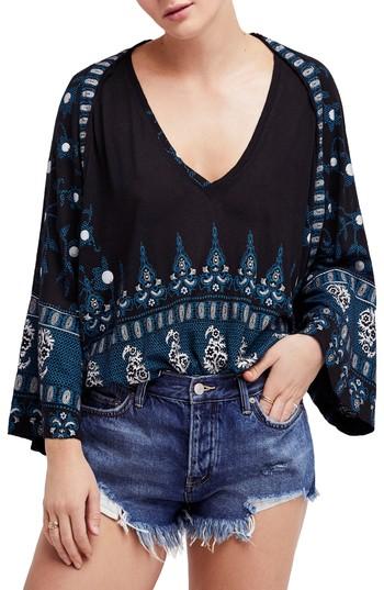 Women's Free People Medallion Print Top, Size - Black