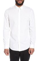 Men's Calibrate Trim Fit Dot Print Sport Shirt, Size - White