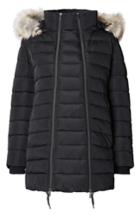 Women's Noppies Bella Two-way Quilted Maternity Coat With Faux Fur Trim - Black