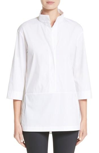 Women's Lafayette 148 New York Dylan Cotton Blend Blouse, Size - White