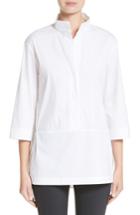 Women's Lafayette 148 New York Dylan Cotton Blend Blouse, Size - White