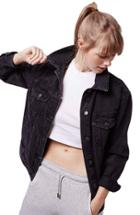 Women's Topshop Oversize Denim Jacket Us (fits Like 0) - Black