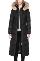 Women's Soia & Kyo Genuine Coyote Fur Trim Down Maxi Coat - Black