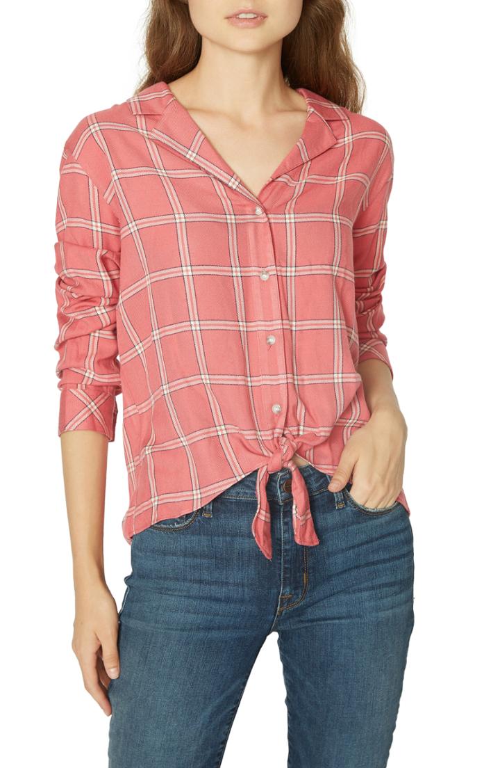 Women's Sanctuary Colton Plaid Top, Size - Pink