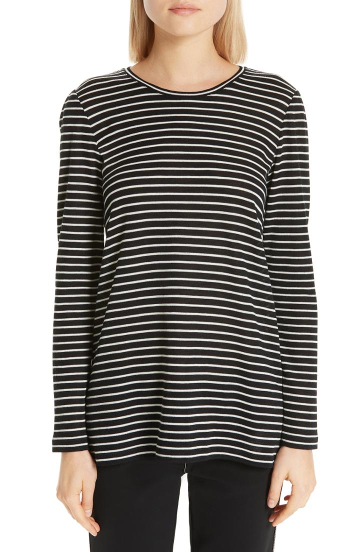 Women's Lafayette 148 New York Lexia Stripe Tee - Black