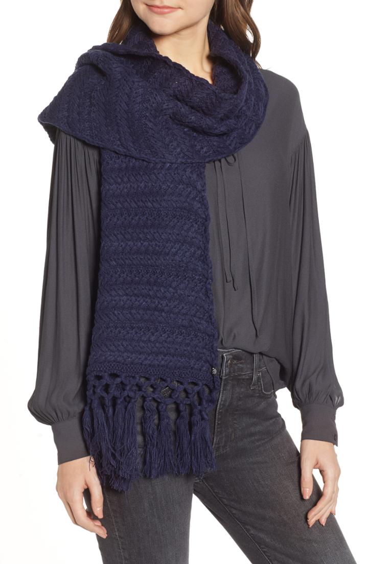 Women's Treasure & Bond Fringed Muffler, Size - Blue