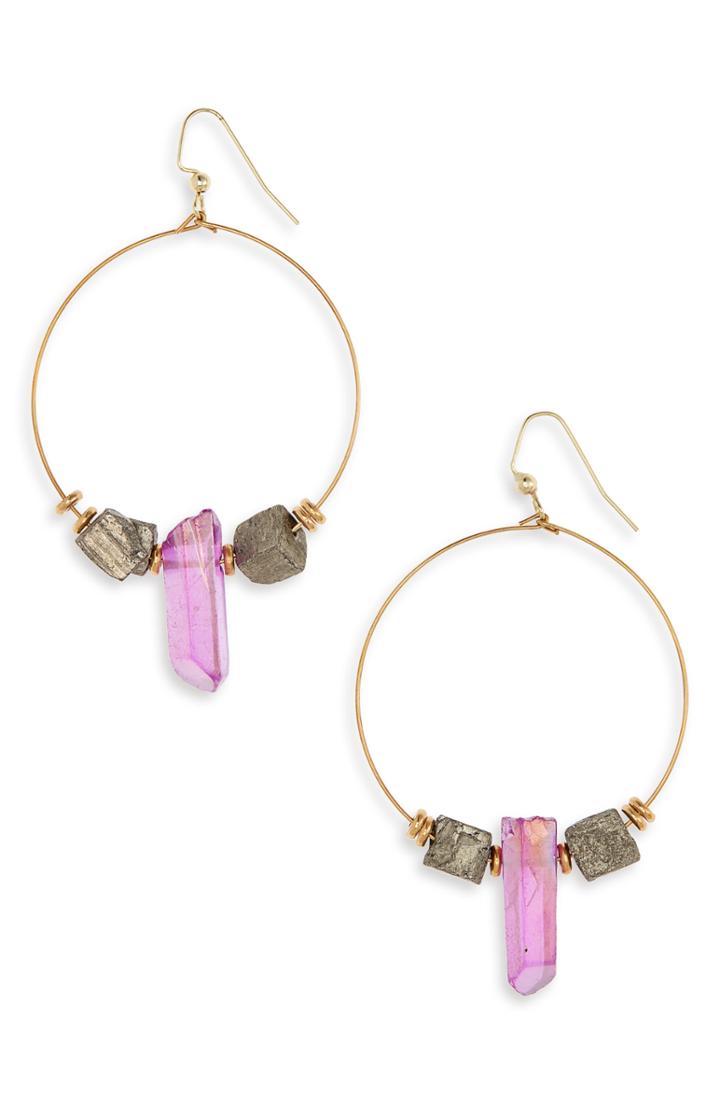 Women's Hespera Jewelry Quartz Drop Hoop Earrings