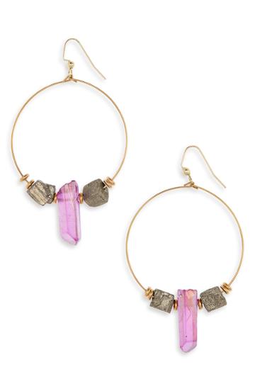 Women's Hespera Jewelry Quartz Drop Hoop Earrings