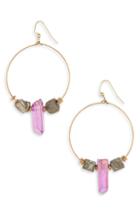 Women's Hespera Jewelry Quartz Drop Hoop Earrings