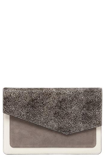 Botkier Cobble Hill Calfskin Leather Flap Clutch - Grey