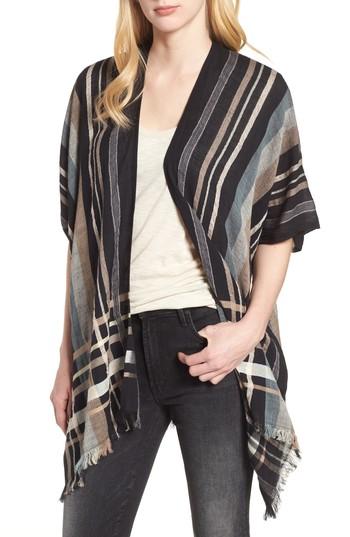 Women's Echo Poolside Plaid Open Cardigan, Size - Black